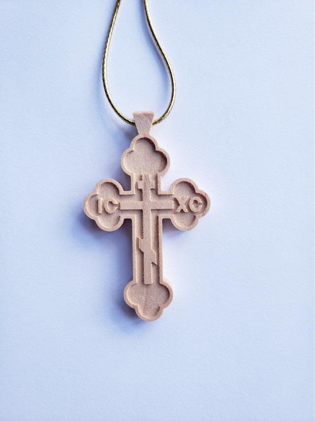 Wood Cross Ornament, Russian