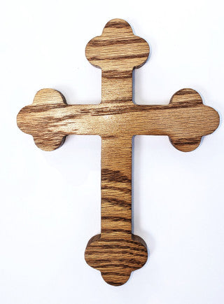 Wood Wall Cross, budded red oak