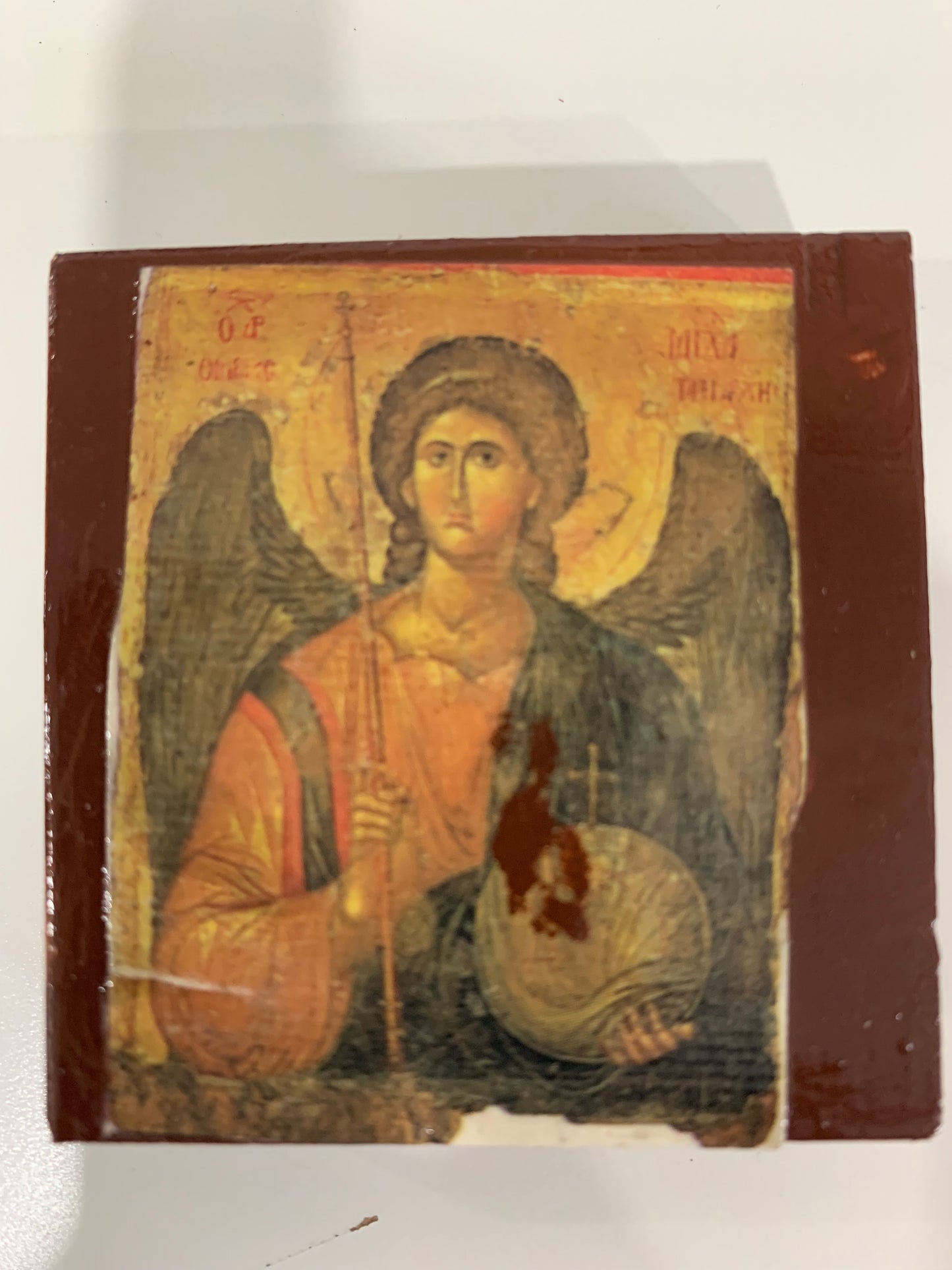 Archangel Mini Mounted icon's on Wood 2.25x2.25 Mounted on Wood