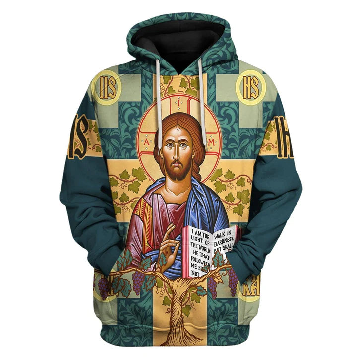 Pullover Sweatshirt Jesus Greek Orthodoxy 3D Apparel Hoodie With or Without Front Zipper