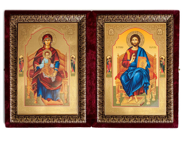 Diptych: Theotokos and Christ Enthroned, extra-large icons