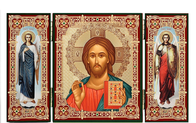 Triptych: Christ the Teacher with guardian angels