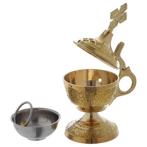 Incense burner decorated with golden brass lid