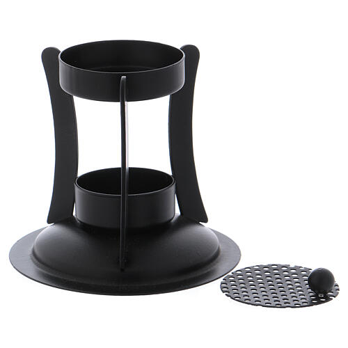 Incense burner in black coloured brass h 4 in