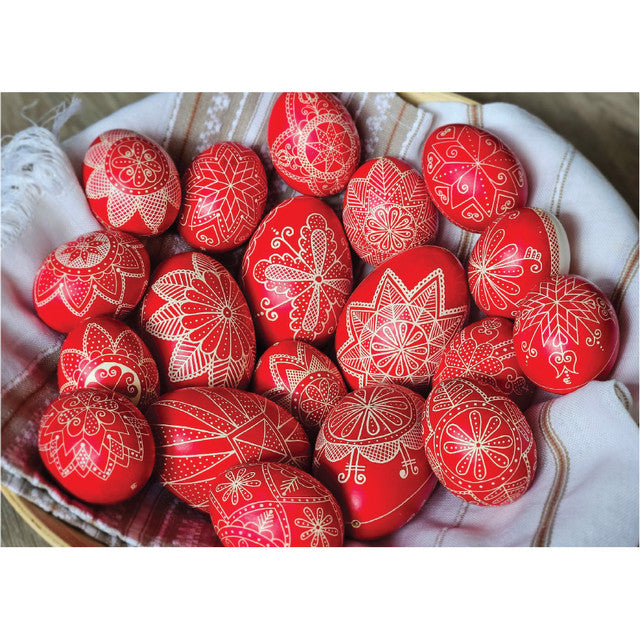 Red Paschal Eggs, pack of 10 Pascha cards