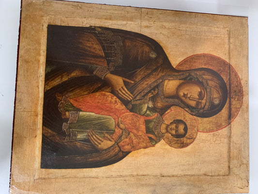 Theotokos Mounted icon's on wood 8.5X11 Mounted on Board
