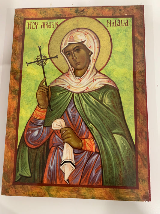 Holy Martyr Natalia Mounted icon's on Board 8X11 Mounted on Board