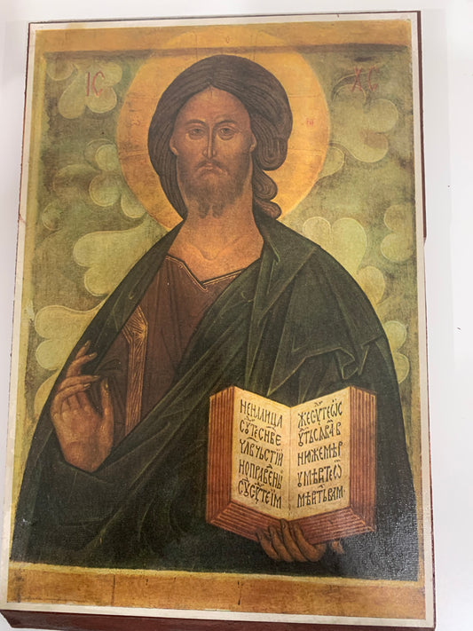 Christ  Mounted icon's on wood 8x12.5 Mounted on Board