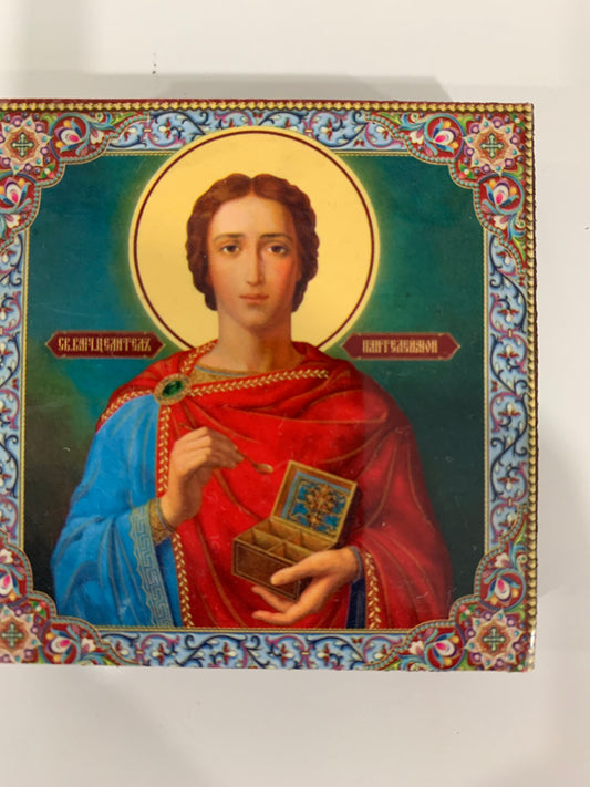 Saint Mini Mounted icon's on Wood 2.5x2.5 Mounted on Wood