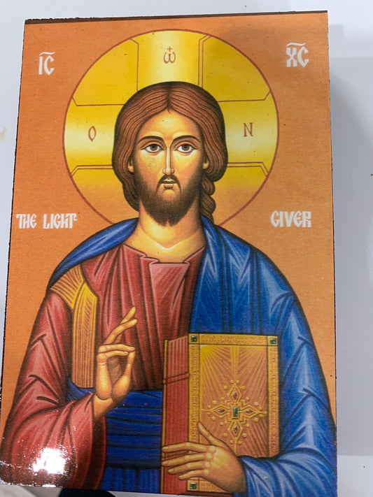 Christ  Mounted Icon's on Wood 4" x 6"