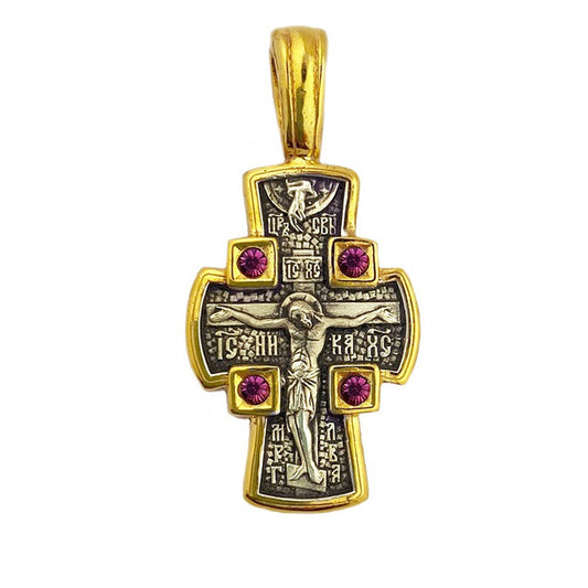 Pendant, Protection Crucifix, gold-plated sterling silver