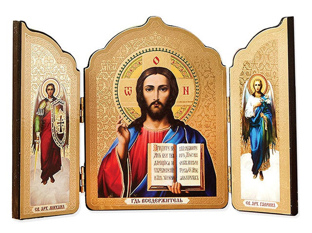 Triptych: Christ with Archangels Michael and Gabriel, medium icons