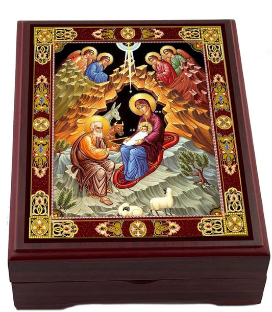 Wooden Icon Box, NativIty scene, deluxe large