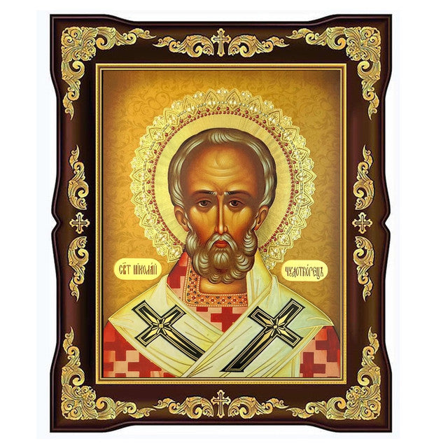 Saint Nicholas (gold foil), large standing icon