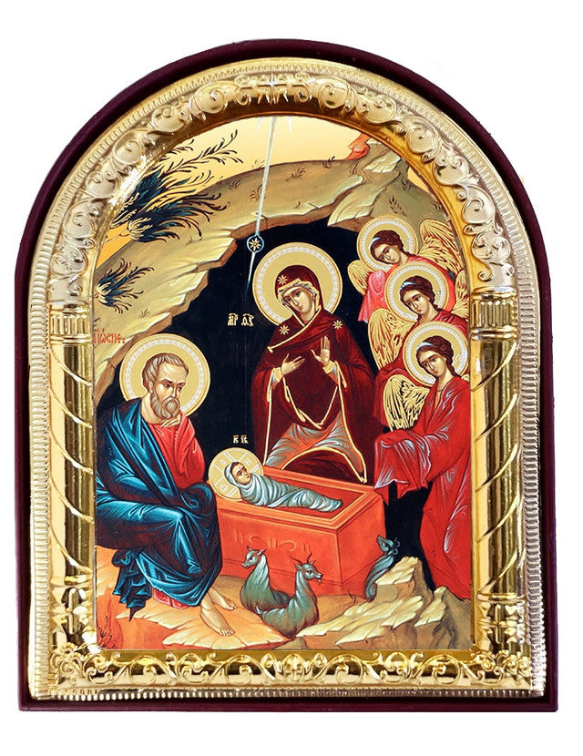 Arched Nativity in Cave, small standing icon