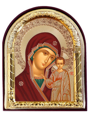 Arched Virgin of Kazan, small standing icon