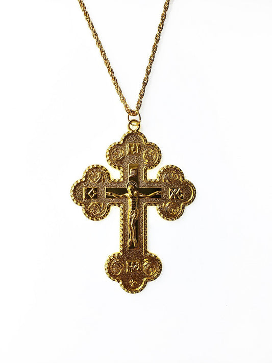 Clergy Pectoral Cross 4 inches tall, chain 46 inches included