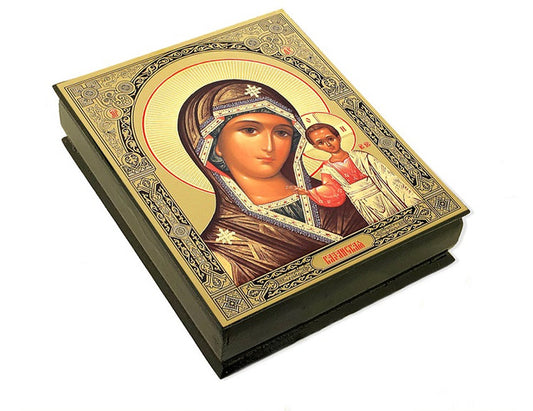 Wooden Icon Box, Virgin of Kazan, large