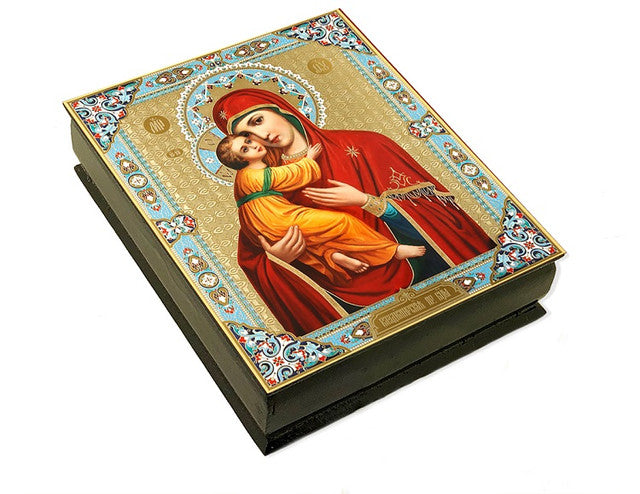 Wooden Icon Box, Virgin of Vladimir, large