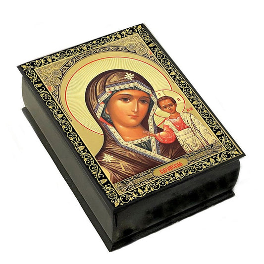 Wooden Icon Box, Virgin of Kazan, small