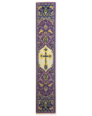 Tapestry bookmark, purple with cross