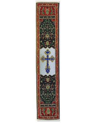 Tapestry bookmark, red with St Xenia cross