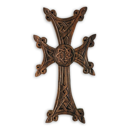 Wood Wall Cross, Armenian, circle design