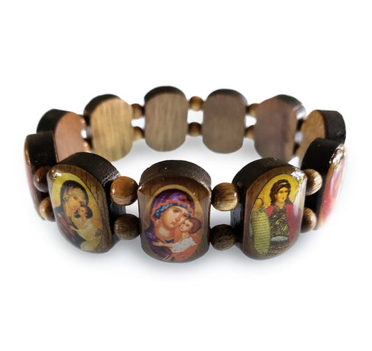 Icon Bracelet with Wood Beads