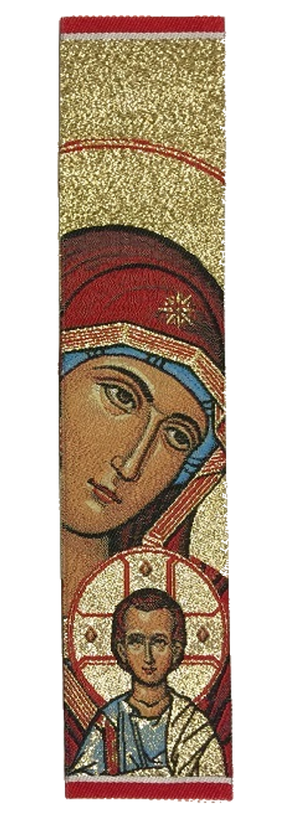 Tapestry bookmark, Theotokos with Christ, red