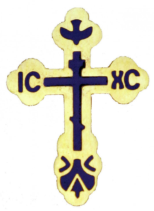 St. Xenia Cross Lapel Pin, black-tone with black inlay