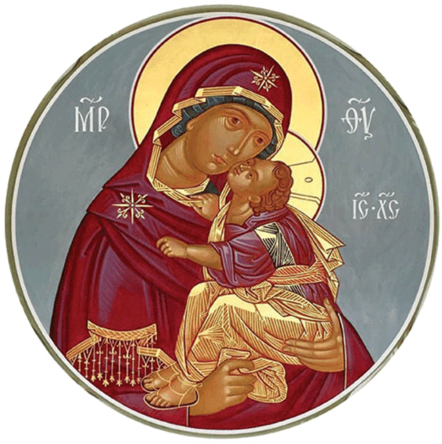 Virgin and Child, 8 inch round icon