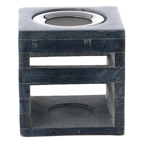 Cubic cut-out incense burner in soapstone 3 in