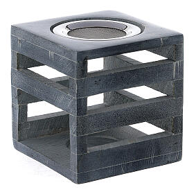 Cubic cut-out incense burner in soapstone 3 in