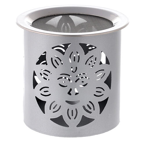 Cylindric silver incense burner H 8 cm openwork