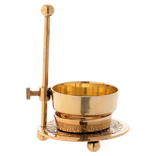 Gold plated brass incense burner h 4 1/4 in