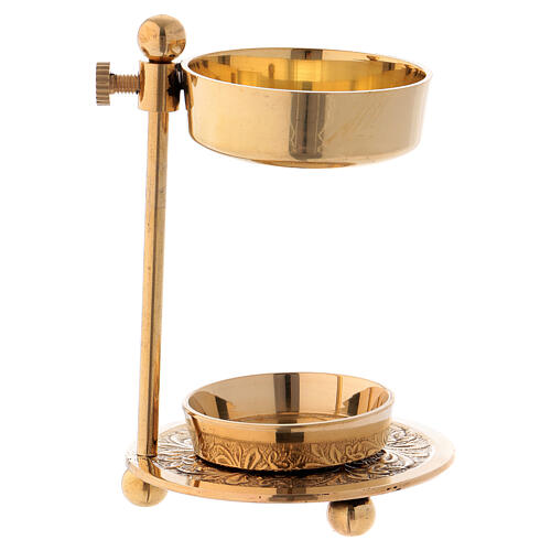 Gold plated brass incense burner h 4 1/4 in