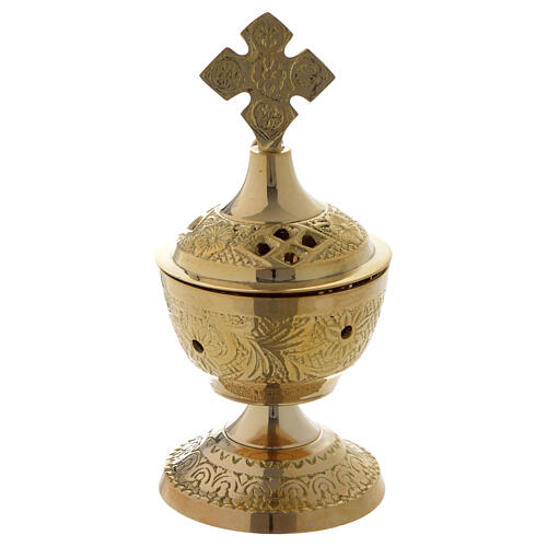 Incense burner decorated with golden brass lid