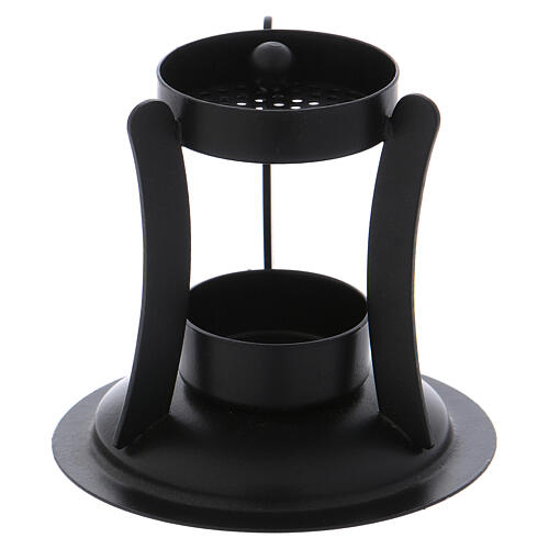 Incense burner in black coloured brass h 4 in