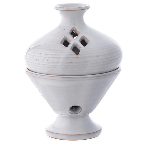 Incense burner in ceramic white or red 13 cm