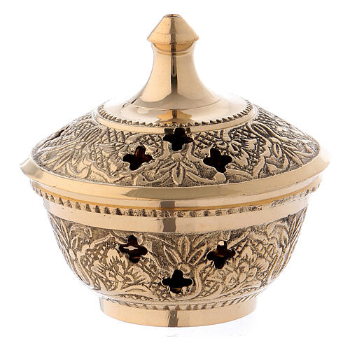 Incense burner in gold plated brass 3 in