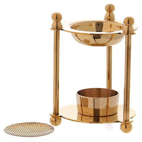 Incense burner in gold plated polish brass removable net