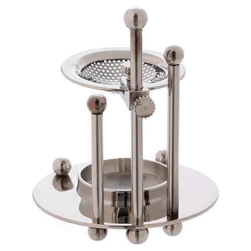 Incense burner in nickel-plated brass removable net