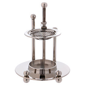 Incense burner in nickel-plated brass removable net