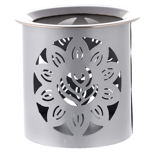 Incense burner in Silver-plated iron height 8 cm