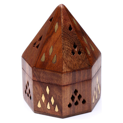 Indian wood incense burner with metal burner