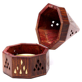 Indian wood incense burner with metal burner