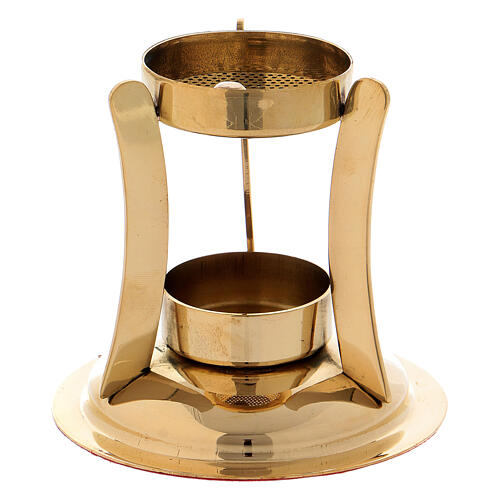 Modern incense burner gold plated polish brass