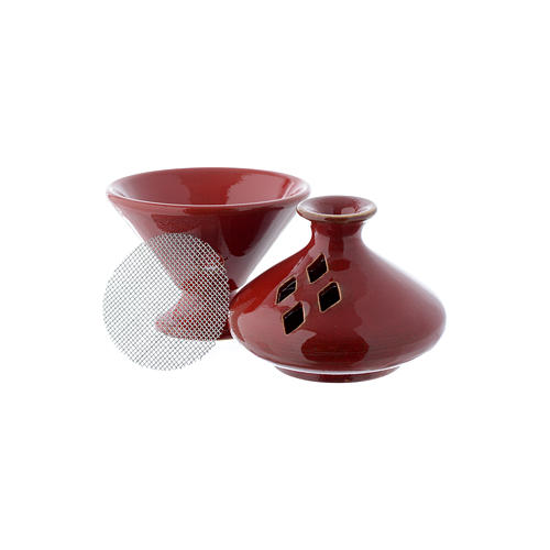 Incense burner in ceramic white or red 13 cm