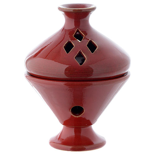 Incense burner in ceramic white or red 13 cm