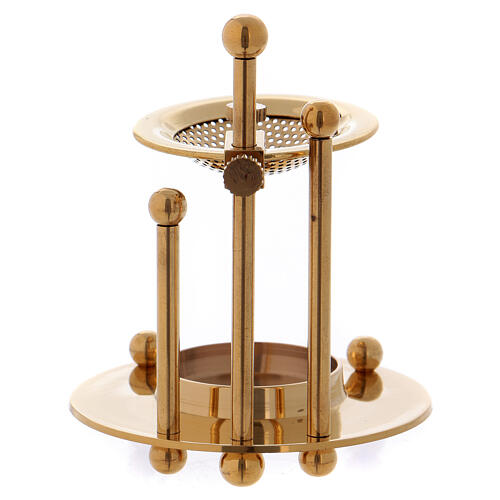 Two-level incense burner in gold plated polish brass